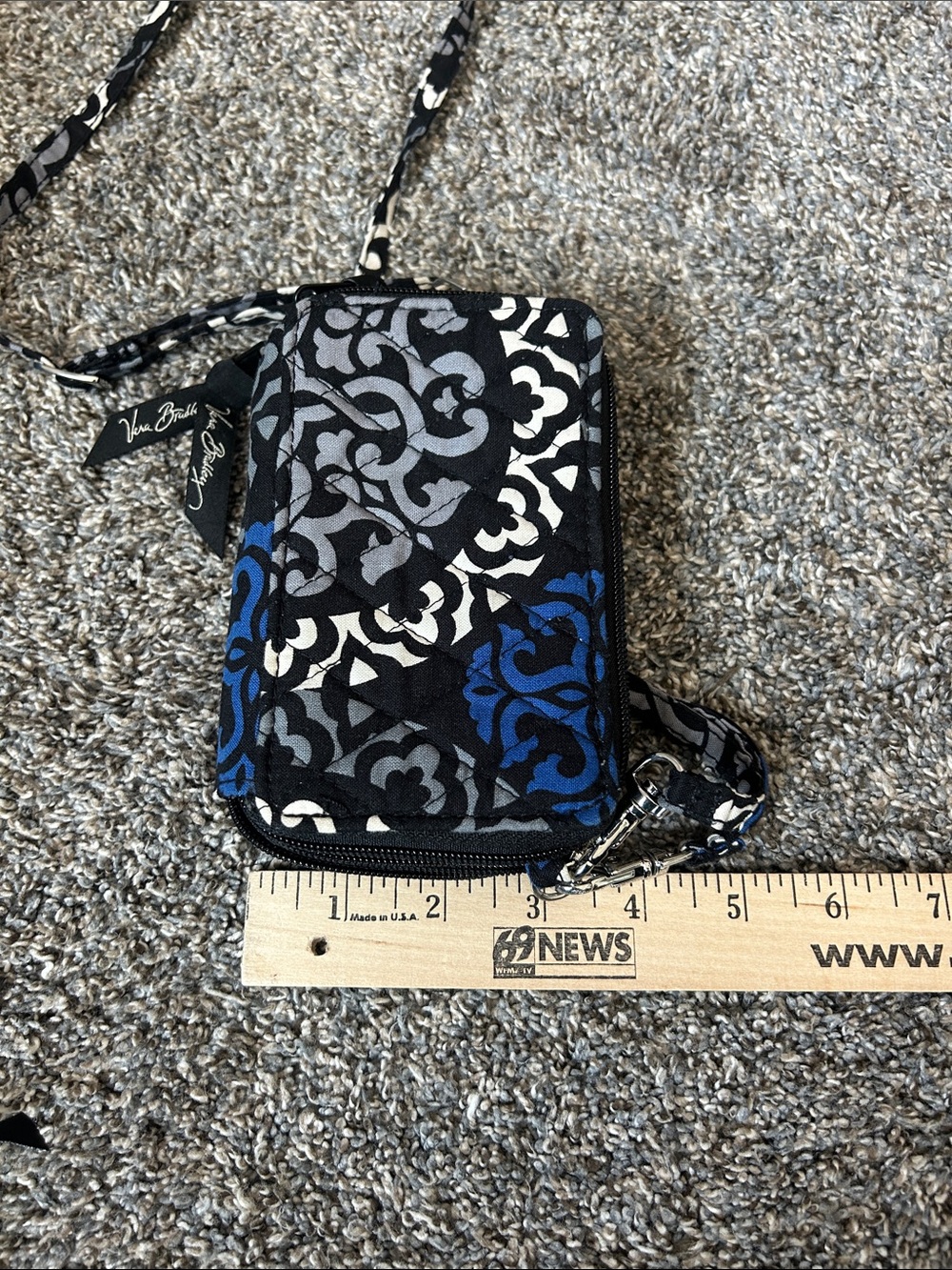 Vera Bradley Black White and Blue Quilted Crossbody with Wallet - Picture 5 of 9